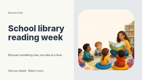 School library reading week presentation cover template
