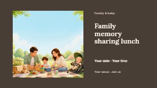 Family memory sharing lunch presentation cover template · Horizontal photo dialogue
