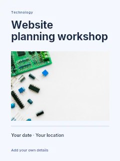 Electronic circuit board and components in Website planning workshop · Title & photograph