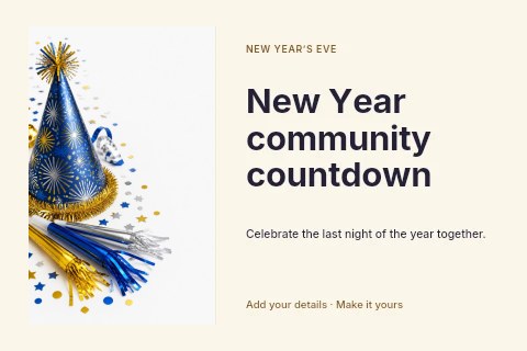 New Year community countdown postcard template