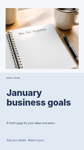 Notebook ready for new year resolutions in January business goals instagram story template