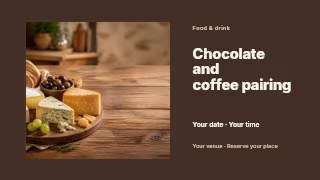 Chocolate and coffee pairing presentation cover template · Horizontal photo dialogue