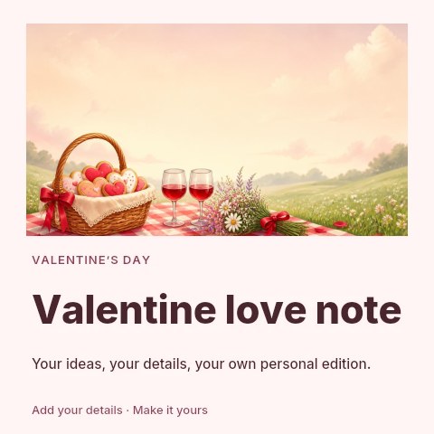Valentine love note social media post template
