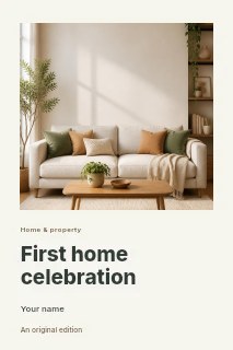 First home celebration book cover template · Gallery editorial