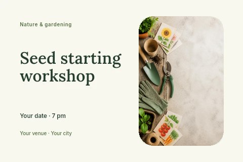 Seed starting workshop postcard template