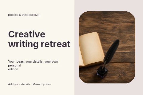 Creative writing retreat postcard template