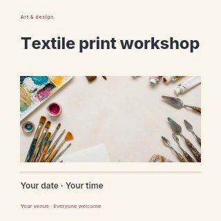 Textile print workshop social media post template · Title & photograph