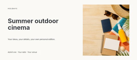Summer outdoor cinema event ticket template