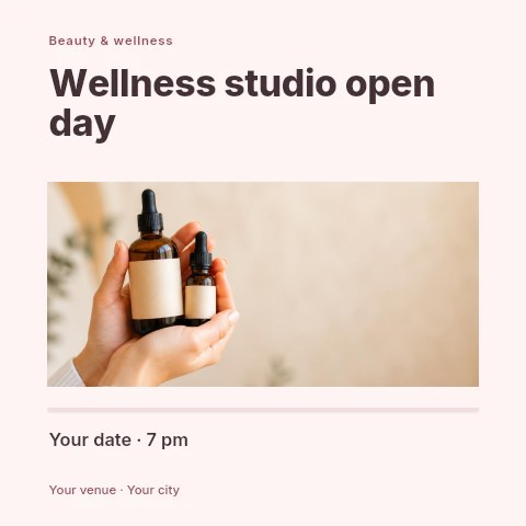 Wellness studio open day social media post template