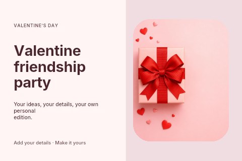 Valentine friendship party postcard template
