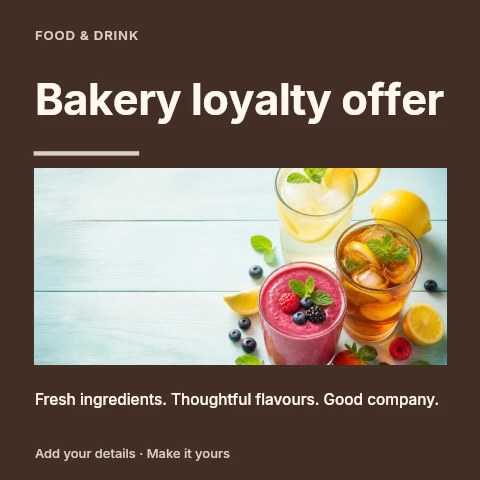 Bakery loyalty offer social media post template