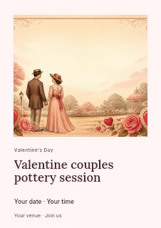 Valentine couples pottery session flyer template · Gallery editorial