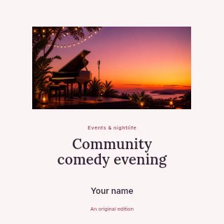 Community comedy evening podcast cover template · Picture window
