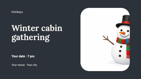 Winter cabin gathering banner template