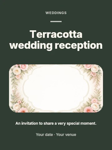 Terracotta wedding reception invitation template