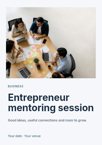 Entrepreneur mentoring session flyer template