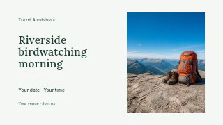 Riverside birdwatching morning youtube thumbnail template · Horizontal photo dialogue