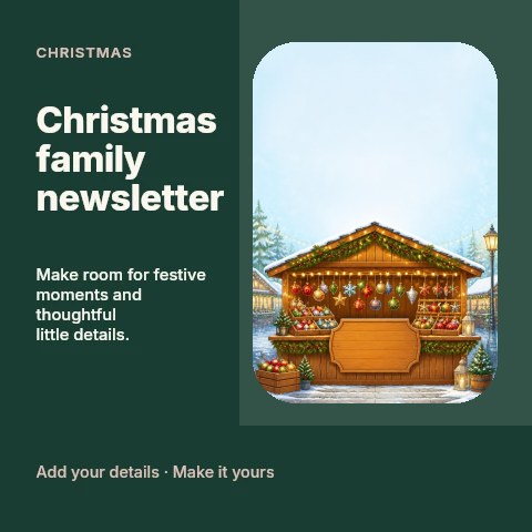 Christmas family newsletter social media post template