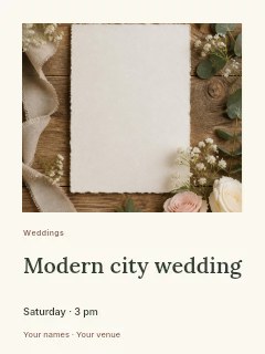 Modern city wedding greeting card template · Gallery editorial