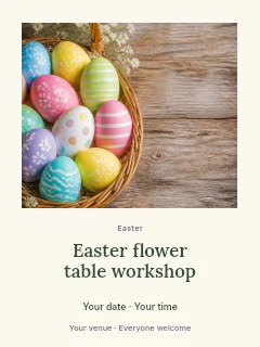 Easter flower table workshop poster · Quiet photo gallery