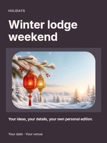 Winter lodge weekend poster template