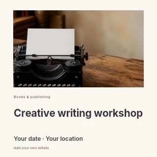 Vintage black typewriter on wooden table in Creative writing workshop · Gallery editorial