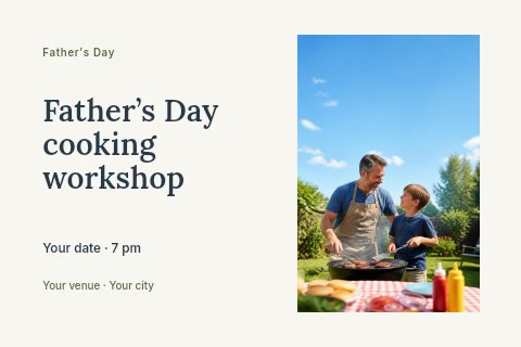Father’s Day cooking workshop postcard template