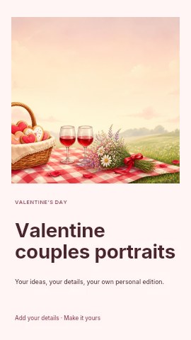 Valentine couples portraits instagram story template