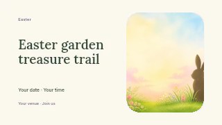 Easter garden treasure trail presentation cover template · Horizontal photo dialogue