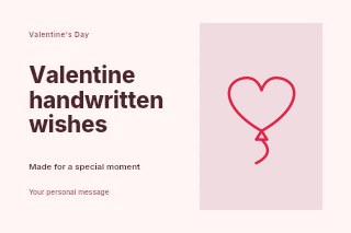 Valentine heart balloon · Outline in Valentine handwritten wishes · Horizontal photo dialogue