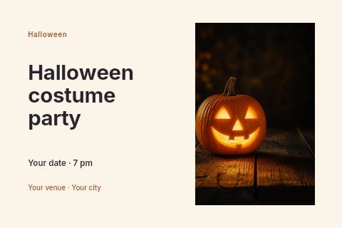 Halloween costume party postcard template