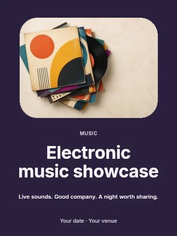 Electronic music showcase invitation template