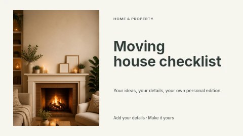 Moving house checklist presentation cover template