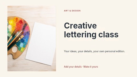 Creative lettering class presentation cover template