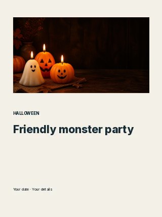 Friendly monster party · Split editorial invitation template