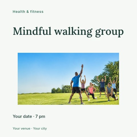 Mindful walking group social media post template
