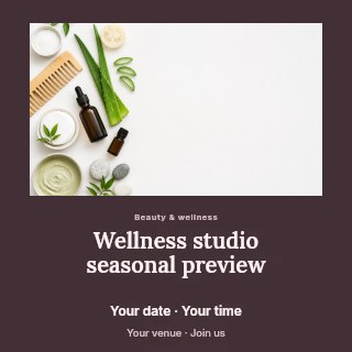 Wellness studio seasonal preview social media post template · Quiet photo gallery