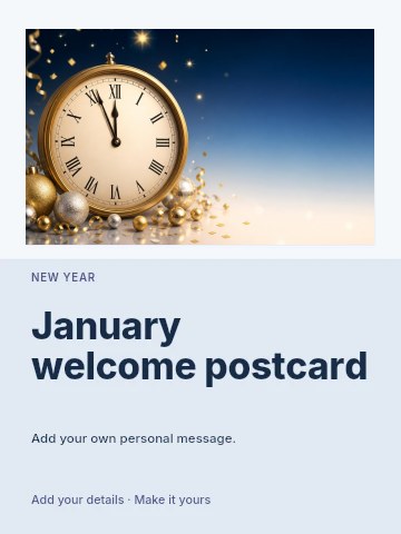 January welcome postcard greeting card template
