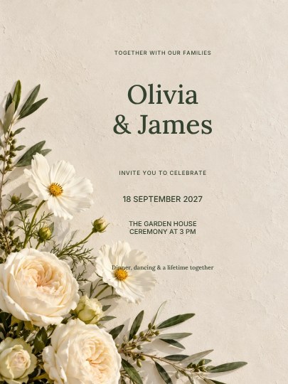 Ivory Garden Wedding · Editorial invitation template