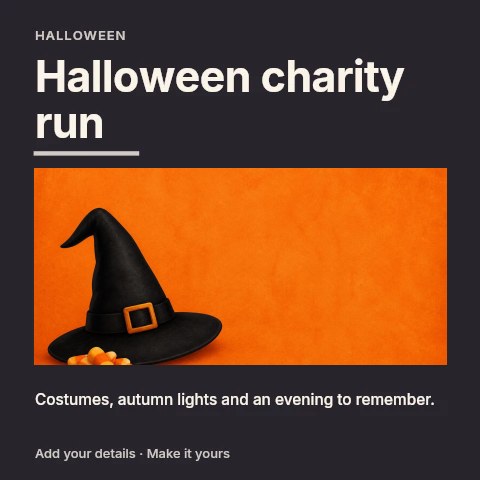 Halloween charity run social media post template