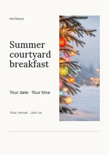 Summer courtyard breakfast flyer template · Split portrait