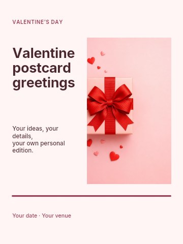 Valentine postcard greetings poster template