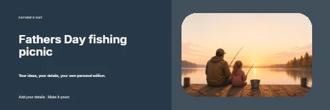 Fathers Day fishing picnic banner template