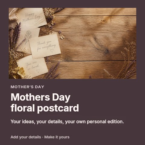 Mothers Day floral postcard social media post template