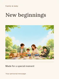 New beginnings greeting card template · Title & photograph