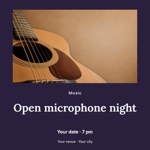 Open microphone night social media post template