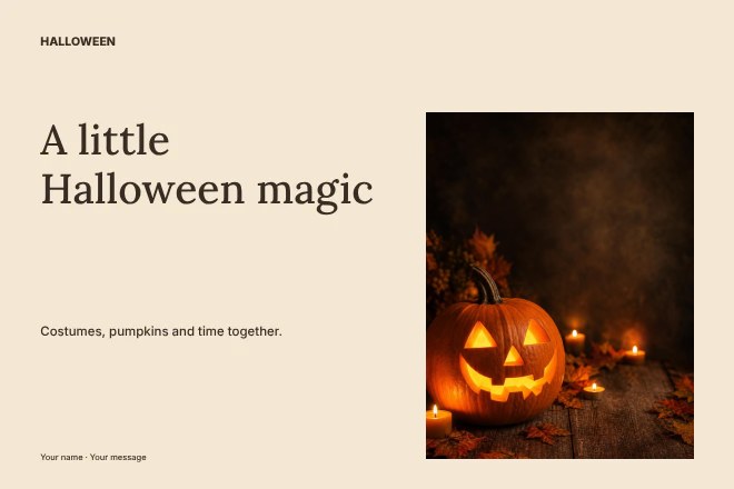 Halloween photo celebration postcard template
