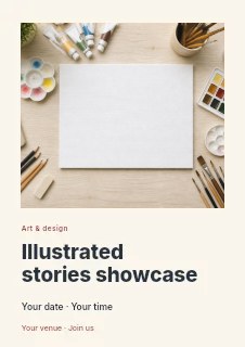Illustrated stories showcase flyer template · Gallery editorial