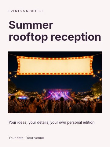 Summer rooftop reception poster template