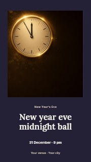 Golden clock striking midnight in New Year Eve midnight ball · Quiet photo gallery